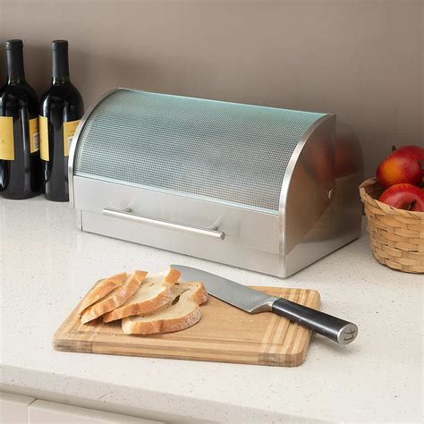 home-it stainless steel bread box for kitchen|brushed stainless steel bread box.